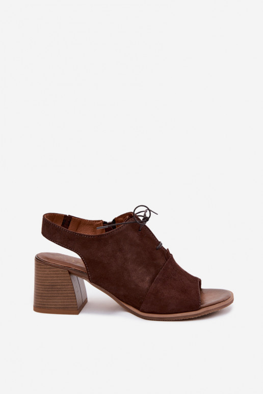 Zapatos de tacón elegantes de cuero con detalles estilizados Zazoo 40523 en color chocolate