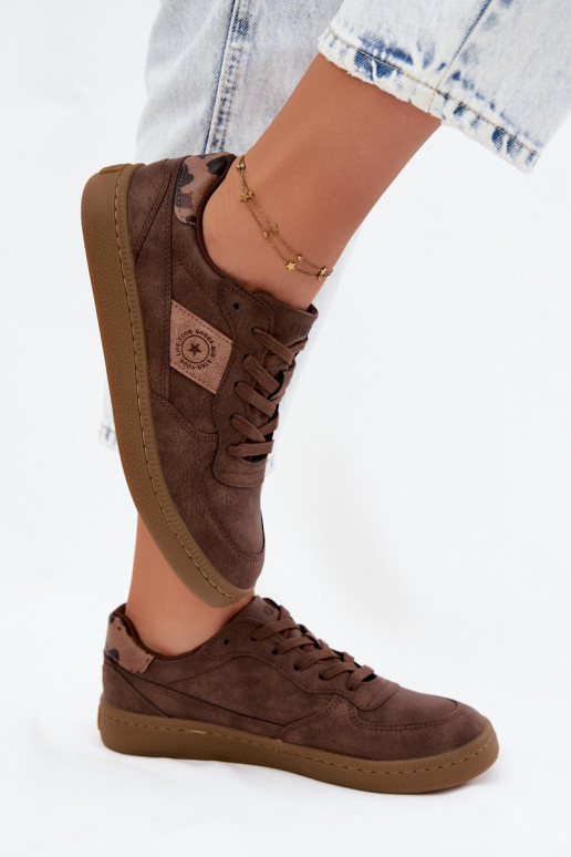 Zapatillas brillantes para mujeres Big Star UU274017 en color marrón