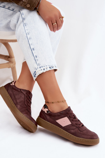 Zapatillas brillantes para mujeres Big Star UU274016 en color burdeos
