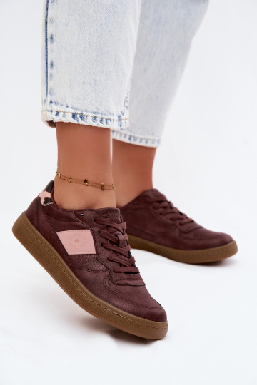 Zapatillas brillantes para mujeres Big Star UU274016 en color burdeos 2