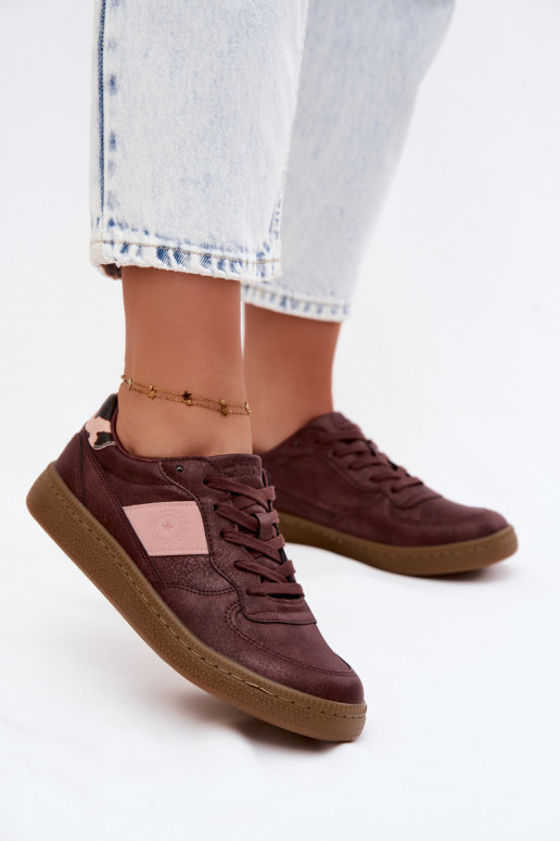 Zapatillas brillantes para mujeres Big Star UU274016 en color burdeos