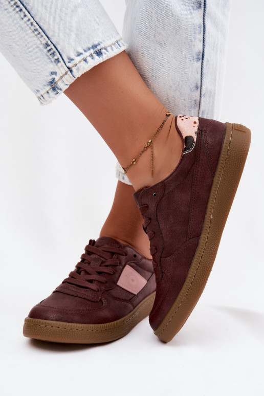 Zapatillas brillantes para mujeres Big Star UU274016 en color burdeos