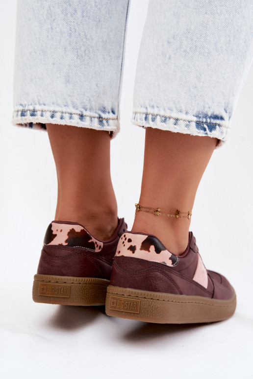 Zapatillas brillantes para mujeres Big Star UU274016 en color burdeos