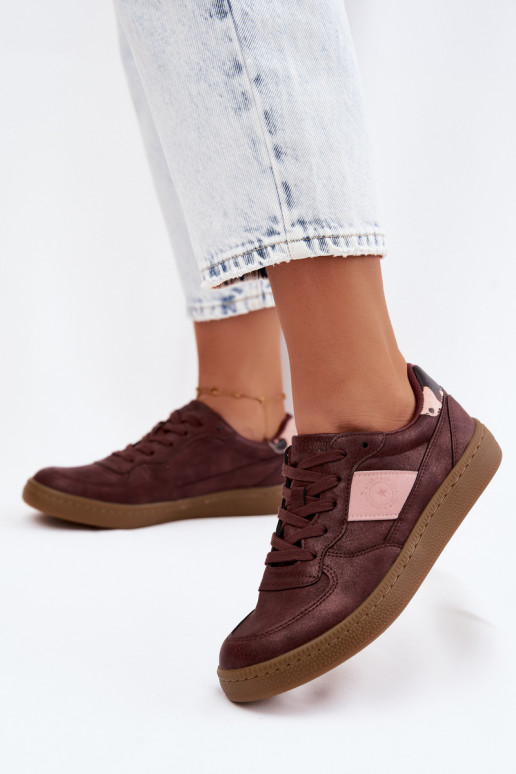 Zapatillas brillantes para mujeres Big Star UU274016 en color burdeos