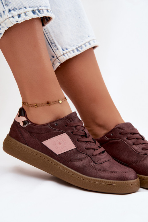 Zapatillas brillantes para mujeres Big Star UU274016 en color burdeos