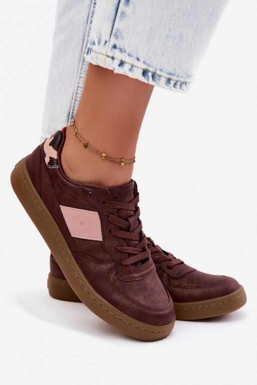 Zapatillas brillantes para mujeres Big Star UU274016 en color burdeos