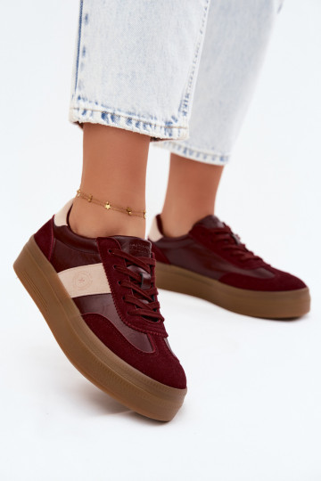 Zapatillas de deporte para mujeres con plataforma Big Star UU274013 en color burdeos 2
