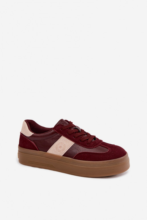 Zapatillas de deporte para mujeres con plataforma Big Star UU274013 en color burdeos