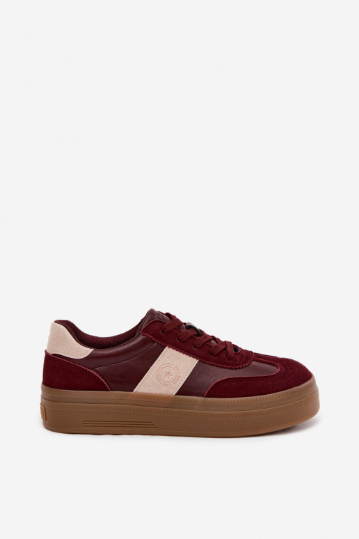 Zapatillas de deporte para mujeres con plataforma Big Star UU274013 en color burdeos