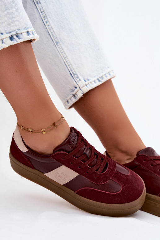 Zapatillas de deporte para mujeres con plataforma Big Star UU274013 en color burdeos