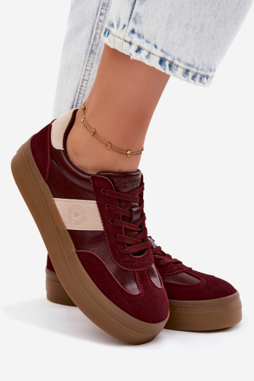 Zapatillas de deporte para mujeres con plataforma Big Star UU274013 en color burdeos