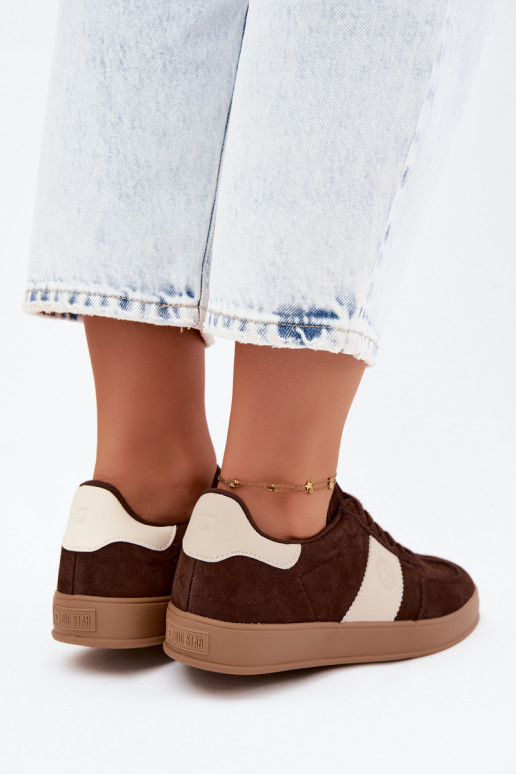 Zapatillas de deporte para mujeres de ante sintético Big Star UU274008 en color chocolate