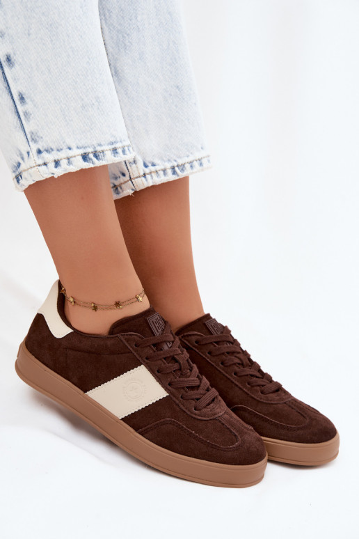 Zapatillas de deporte para mujeres de ante sintético Big Star UU274008 en color chocolate
