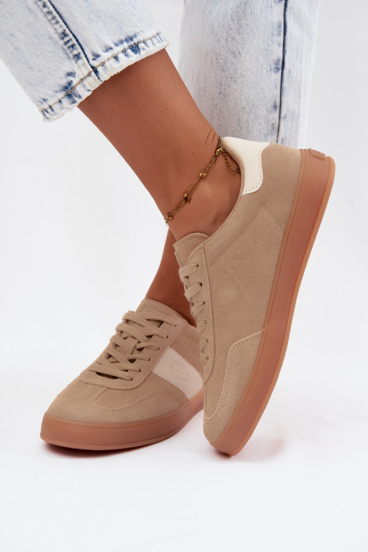 Zapatillas de deporte para mujeres de ante sintético Big Star UU274009 en color arena