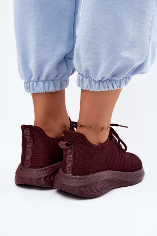 Zapatos deportivos slip-on para mujeres Big Star UU274053 en color burdeos