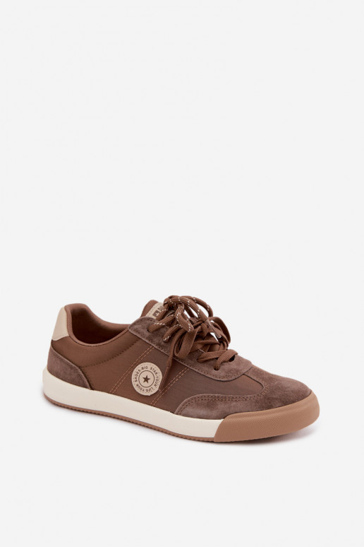 Zapatillas de ante para mujeres con cordones dobles Big Star UU274002 en color marrón