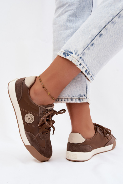 Zapatillas de ante para mujeres con cordones dobles Big Star UU274002 en color marrón