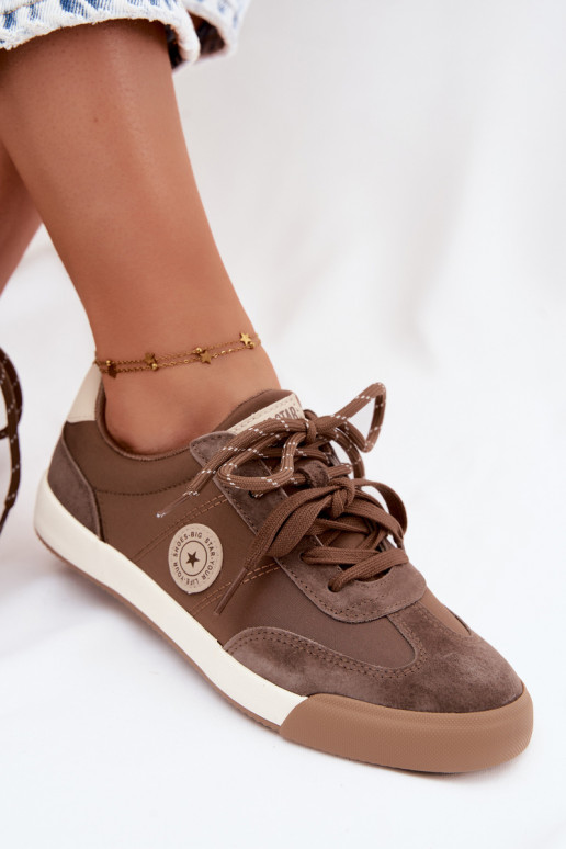 Zapatillas de ante para mujeres con cordones dobles Big Star UU274002 en color marrón
