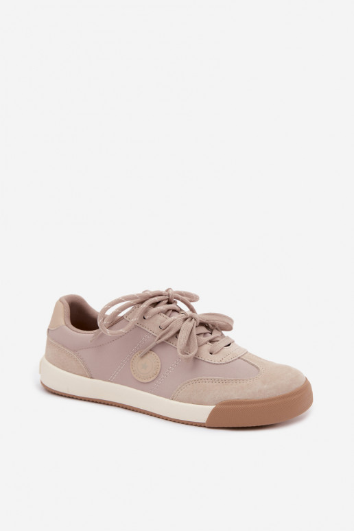 Zapatillas de ante para mujeres con cordones dobles Big Star UU274001 en color arena