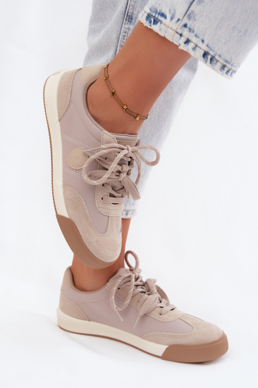 Zapatillas de ante para mujeres con cordones dobles Big Star UU274001 en color arena