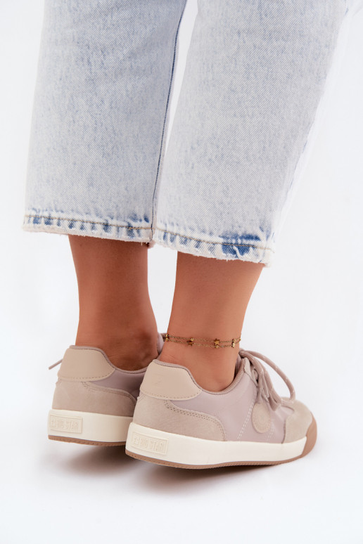 Zapatillas de ante para mujeres con cordones dobles Big Star UU274001 en color arena