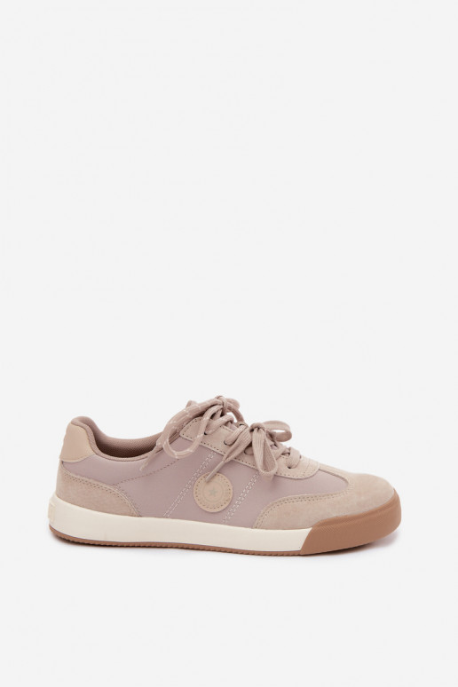 Zapatillas de ante para mujeres con cordones dobles Big Star UU274001 en color arena
