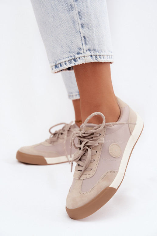 Zapatillas de ante para mujeres con cordones dobles Big Star UU274001 en color arena