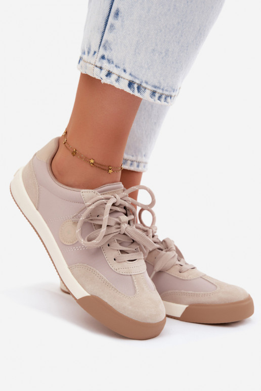 Zapatillas de ante para mujeres con cordones dobles Big Star UU274001 en color arena
