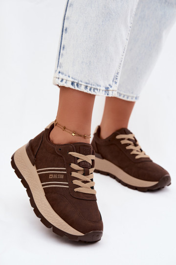 Zapatillas de deporte para mujeres con plataforma Big Star UU274040 en color chocolate 2