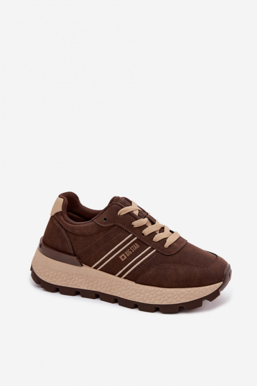 Zapatillas de deporte para mujeres con plataforma Big Star UU274040 en color chocolate