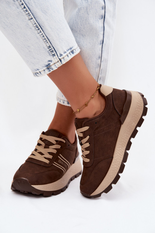 Zapatillas de deporte para mujeres con plataforma Big Star UU274040 en color chocolate