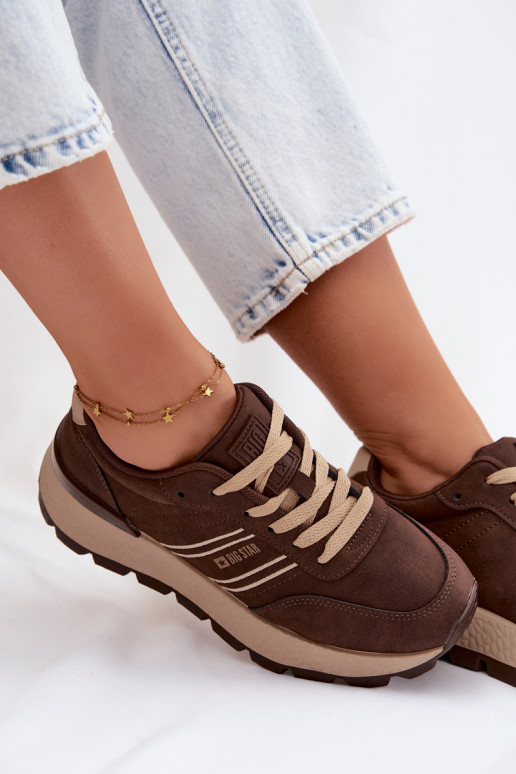 Zapatillas de deporte para mujeres con plataforma Big Star UU274040 en color chocolate