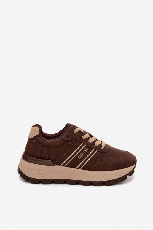 Zapatillas de deporte para mujeres con plataforma Big Star UU274040 en color chocolate