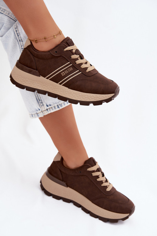 Zapatillas de deporte para mujeres con plataforma Big Star UU274040 en color chocolate