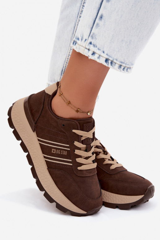 Zapatillas de deporte para mujeres con plataforma Big Star UU274040 en color chocolate