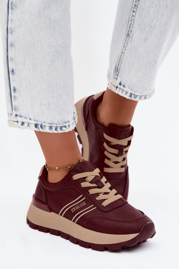 Zapatillas de mujer burdeos con plataforma Big Star UU274041