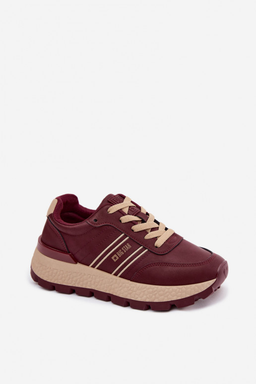 Zapatillas de mujer burdeos con plataforma Big Star UU274041