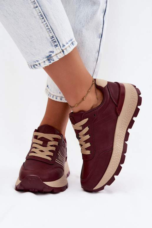Zapatillas de mujer burdeos con plataforma Big Star UU274041
