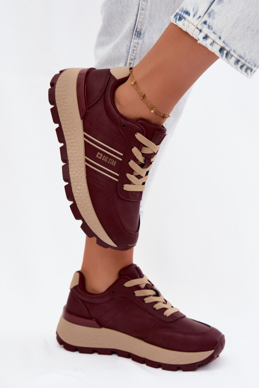 Zapatillas de mujer burdeos con plataforma Big Star UU274041