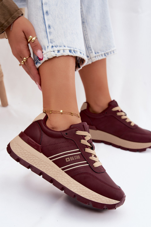 Zapatillas de mujer burdeos con plataforma Big Star UU274041