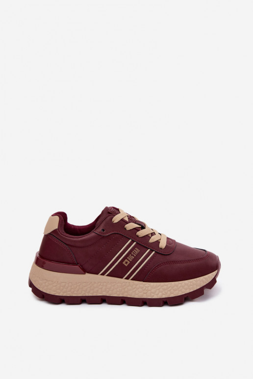 Zapatillas de mujer burdeos con plataforma Big Star UU274041