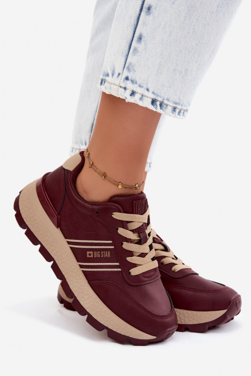 Zapatillas de mujer burdeos con plataforma Big Star UU274041