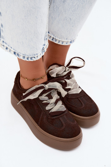 Zapatillas de mujer con plataforma y cordones decorativos Big Star UU274004