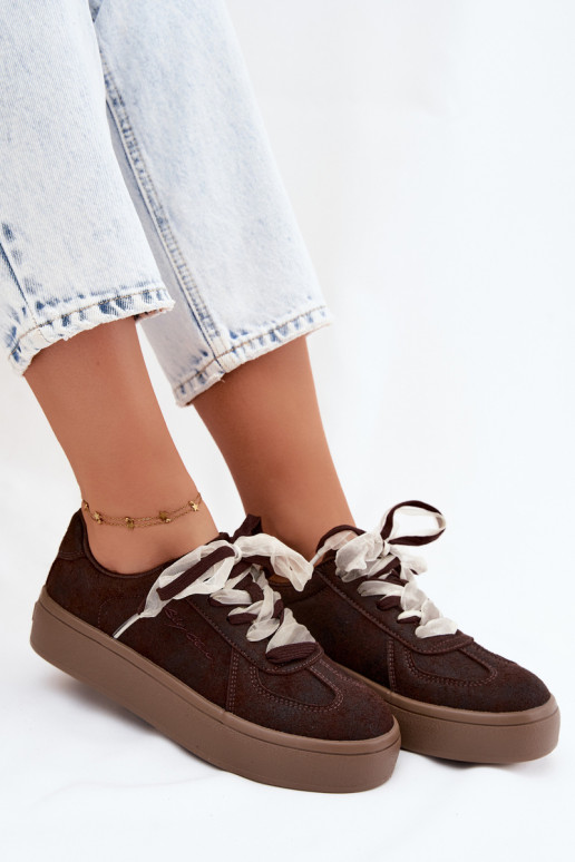 Zapatillas de mujer con plataforma y cordones decorativos Big Star UU274004