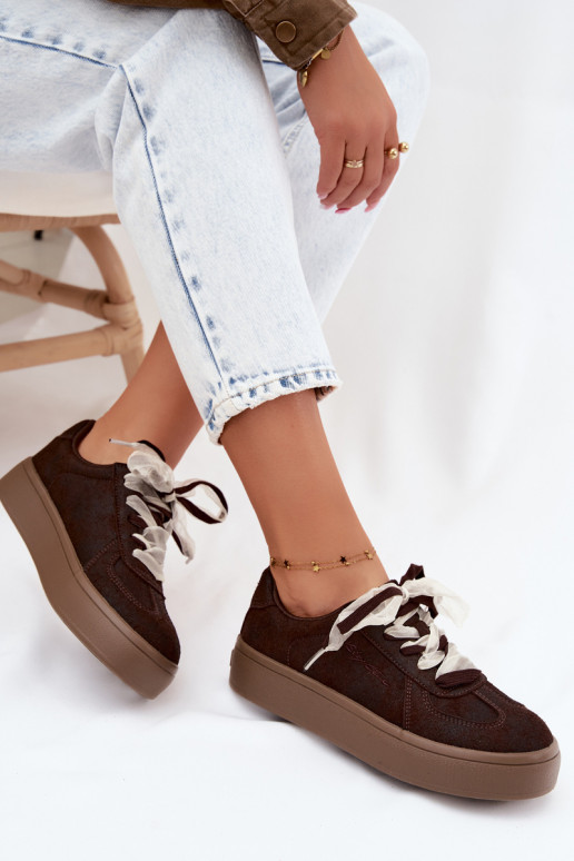Zapatillas de mujer con plataforma y cordones decorativos Big Star UU274004