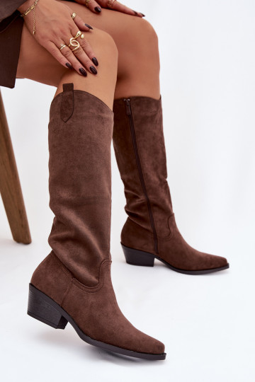 Botas de vaquero marrones de ante sintético con tacón Esmira 2