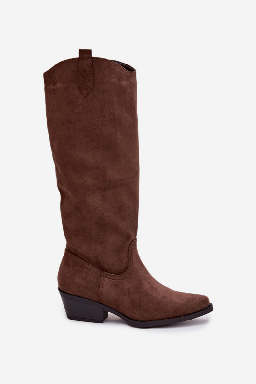 Botas de vaquero marrones de ante sintético con tacón Esmira
