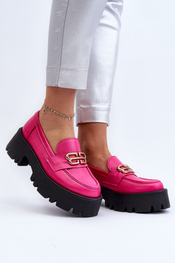 Mocasines para mujer Zazoo 20164 de cuero natural, rosa 2