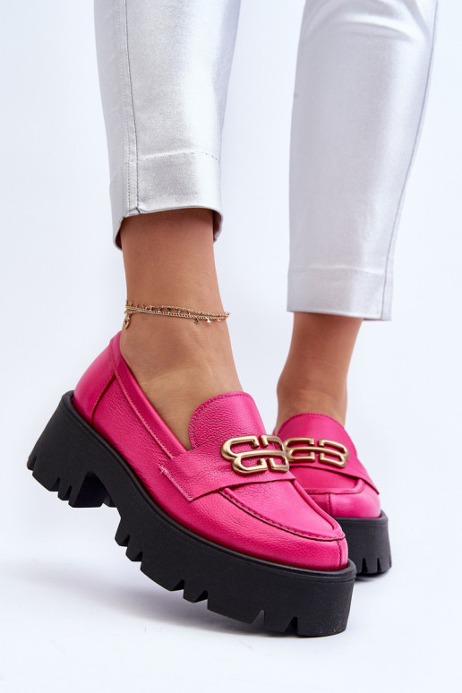 Mocasines para mujer Zazoo 20164 de cuero natural, rosa