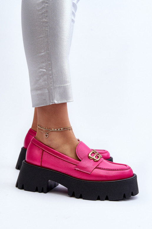 Mocasines para mujer Zazoo 20164 de cuero natural, rosa